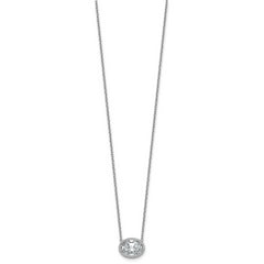 14k White Gold 2 1/2 carat Certified Lab Grown Diamond VS+ F+ Oval Complete 18 inch Bezel Set Necklace
