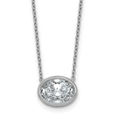 14k White Gold 2 1/2 carat Certified Lab Grown Diamond VS+ F+ Oval Complete 18 inch Bezel Set Necklace