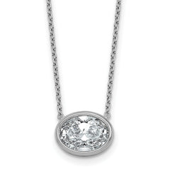 14k White Gold 2 1/2 carat Certified Lab Grown Diamond VS+ F+ Oval Complete 18 inch Bezel Set Necklace