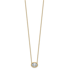 14k 2 1/2 carat Certified Lab Grown Diamond VS+ F+ Oval Complete 18 inch Bezel Set Necklace