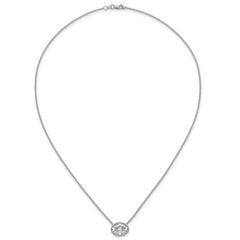 14k White Gold 3 carat Certified Lab Grown Diamond VS+ F+ Oval Complete 18 inch Bezel Set Necklace