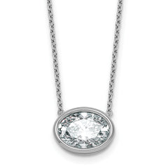14k White Gold 3 carat Certified Lab Grown Diamond VS+ F+ Oval Complete 18 inch Bezel Set Necklace