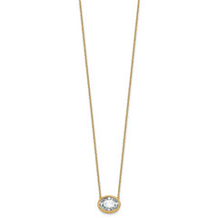 14k 3 carat Certified Lab Grown Diamond VS+ F+ Oval Complete 18 inch Bezel Set Necklace