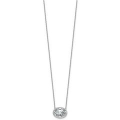 14k White Gold 4 carat Certified Lab Grown Diamond VS+ F+ Oval Complete 18 inch Bezel Set Necklace