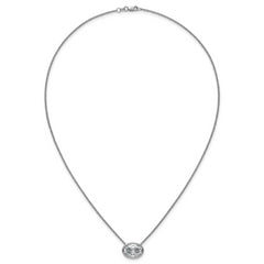 14k White Gold 4 carat Certified Lab Grown Diamond VS+ F+ Oval Complete 18 inch Bezel Set Necklace