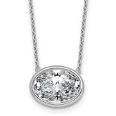 14k White Gold 4 carat Certified Lab Grown Diamond VS+ F+ Oval Complete 18 inch Bezel Set Necklace