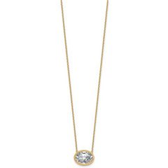 14k 4 carat Certified Lab Grown Diamond VS+ F+ Oval Complete 18 inch Bezel Set Necklace