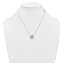 14k 4 carat Certified Lab Grown Diamond VS+ F+ Oval Complete 18 inch Bezel Set Necklace