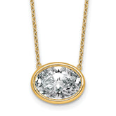 14k 4 carat Certified Lab Grown Diamond VS+ F+ Oval Complete 18 inch Bezel Set Necklace