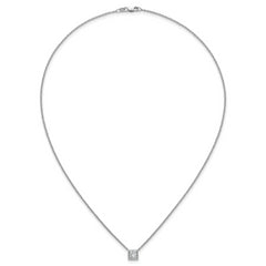 14k White Gold 1 carat Certified Lab Grown Diamond VS+ F+ Princess Complete 18 inch Bezel Set Necklace