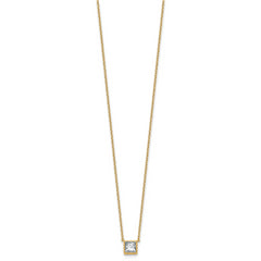 14k 1 carat Certified Lab Grown Diamond VS+ F+ Princess Complete 18 inch Bezel Set Necklace