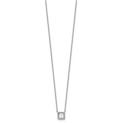 14k White Gold 1 1/2 carat Certified Lab Grown Diamond VS+ F+ Princess Complete 18 inch Bezel Set Necklace