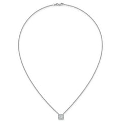 14k White Gold 1 1/2 carat Certified Lab Grown Diamond VS+ F+ Princess Complete 18 inch Bezel Set Necklace