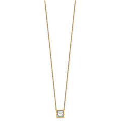 14k 1 1/2 carat Certified Lab Grown Diamond VS+ F+ Princess Complete 18 inch Bezel Set Necklace