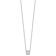 14k White Gold 2 carat Certified Lab Grown Diamond VS+ F+ Princess Complete 18 inch Bezel Set Necklace