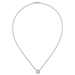 14k White Gold 2 carat Certified Lab Grown Diamond VS+ F+ Princess Complete 18 inch Bezel Set Necklace