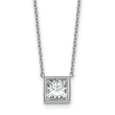 14k White Gold 2 carat Certified Lab Grown Diamond VS+ F+ Princess Complete 18 inch Bezel Set Necklace