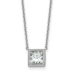 14k White Gold 2 carat Certified Lab Grown Diamond VS+ F+ Princess Complete 18 inch Bezel Set Necklace