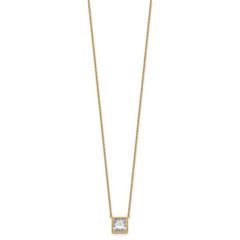14k 2 carat Certified Lab Grown Diamond VS+ F+ Princess Complete 18 inch Bezel Set Necklace