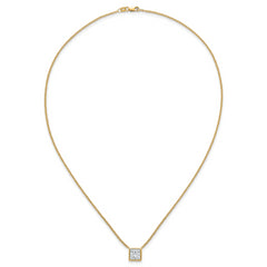 14k 2 carat Certified Lab Grown Diamond VS+ F+ Princess Complete 18 inch Bezel Set Necklace