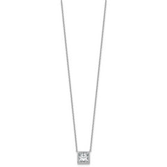 14k White Gold 2 1/2 carat Certified Lab Grown Diamond VS+ F+ Princess Complete 18 inch Bezel Set Necklace