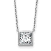 14k White Gold 2 1/2 carat Certified Lab Grown Diamond VS+ F+ Princess Complete 18 inch Bezel Set Necklace