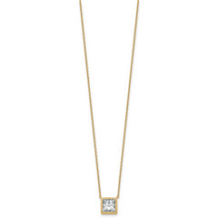 14k 2 1/2 carat Certified Lab Grown Diamond VS+ F+ Princess Complete 18 inch Bezel Set Necklace