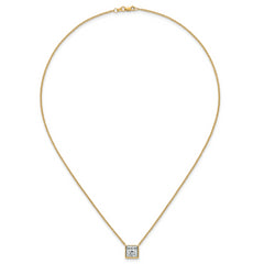 14k 2 1/2 carat Certified Lab Grown Diamond VS+ F+ Princess Complete 18 inch Bezel Set Necklace