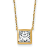 14k 2 1/2 carat Certified Lab Grown Diamond VS+ F+ Princess Complete 18 inch Bezel Set Necklace