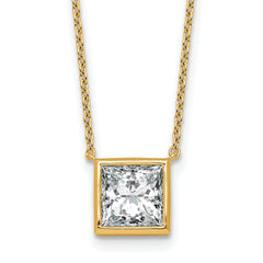 14k 2 1/2 carat Certified Lab Grown Diamond VS+ F+ Princess Complete 18 inch Bezel Set Necklace
