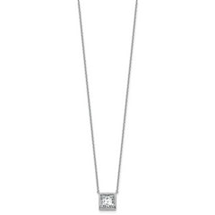14k White Gold 3 carat Certified Lab Grown Diamond VS+ F+ Princess Complete 18 inch Bezel Set Necklace