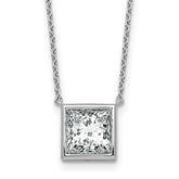 14k White Gold 3 carat Certified Lab Grown Diamond VS+ F+ Princess Complete 18 inch Bezel Set Necklace