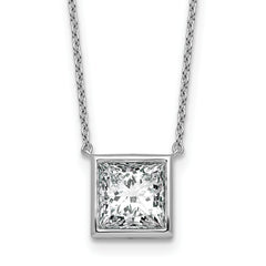 14k White Gold 3 carat Certified Lab Grown Diamond VS+ F+ Princess Complete 18 inch Bezel Set Necklace