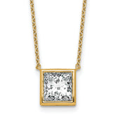 14k 3 carat Certified Lab Grown Diamond VS+ F+ Princess Complete 18 inch Bezel Set Necklace