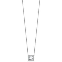 14k White Gold 4 carat Certified Lab Grown Diamond VS+ F+ Princess Complete 18 inch Bezel Set Necklace