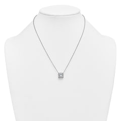 14k White Gold 4 carat Certified Lab Grown Diamond VS+ F+ Princess Complete 18 inch Bezel Set Necklace