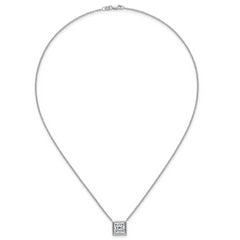 14k White Gold 4 carat Certified Lab Grown Diamond VS+ F+ Princess Complete 18 inch Bezel Set Necklace
