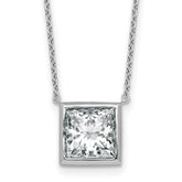 14k White Gold 4 carat Certified Lab Grown Diamond VS+ F+ Princess Complete 18 inch Bezel Set Necklace