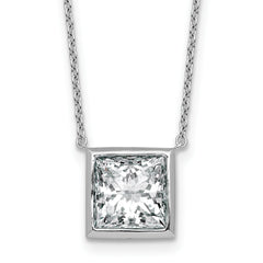 14k White Gold 4 carat Certified Lab Grown Diamond VS+ F+ Princess Complete 18 inch Bezel Set Necklace