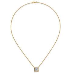 14k 4 carat Certified Lab Grown Diamond VS+ F+ Princess Complete 18 inch Bezel Set Necklace