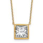 14k 4 carat Certified Lab Grown Diamond VS+ F+ Princess Complete 18 inch Bezel Set Necklace