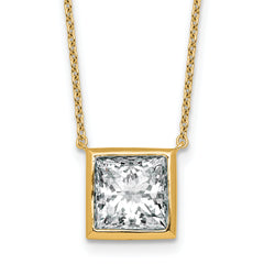 14k 4 carat Certified Lab Grown Diamond VS+ F+ Princess Complete 18 inch Bezel Set Necklace