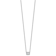 14k White Gold 1 carat Certified Lab Grown Diamond VS+ F+ Radiant Complete 18 inch Bezel Set Solitaire Necklace