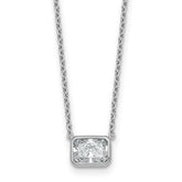 14k White Gold 1 carat Certified Lab Grown Diamond VS+ F+ Radiant Complete 18 inch Bezel Set Solitaire Necklace