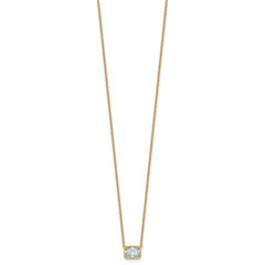 14k 1 carat Certified Lab Grown Diamond VS+ F+ Radiant Complete 18 inch Bezel Set Solitaire Necklace