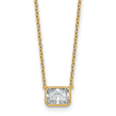 14k 1 carat Certified Lab Grown Diamond VS+ F+ Radiant Complete 18 inch Bezel Set Solitaire Necklace