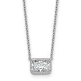14k White Gold 1 1/2 carat Certified Lab Grown Diamond VS+ F+ Radiant Complete 18 inch Bezel Set Solitaire Necklace
