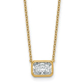 14k 1 1/2 carat Certified Lab Grown Diamond VS+ F+ Radiant Complete 18 inch Bezel Set Solitaire Necklace