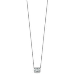 14k White Gold 2 carat Certified Lab Grown Diamond VS+ F+ Radiant Complete 18 inch Bezel Set Solitaire Necklace