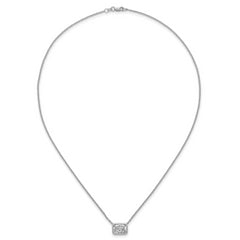 14k White Gold 2 carat Certified Lab Grown Diamond VS+ F+ Radiant Complete 18 inch Bezel Set Solitaire Necklace